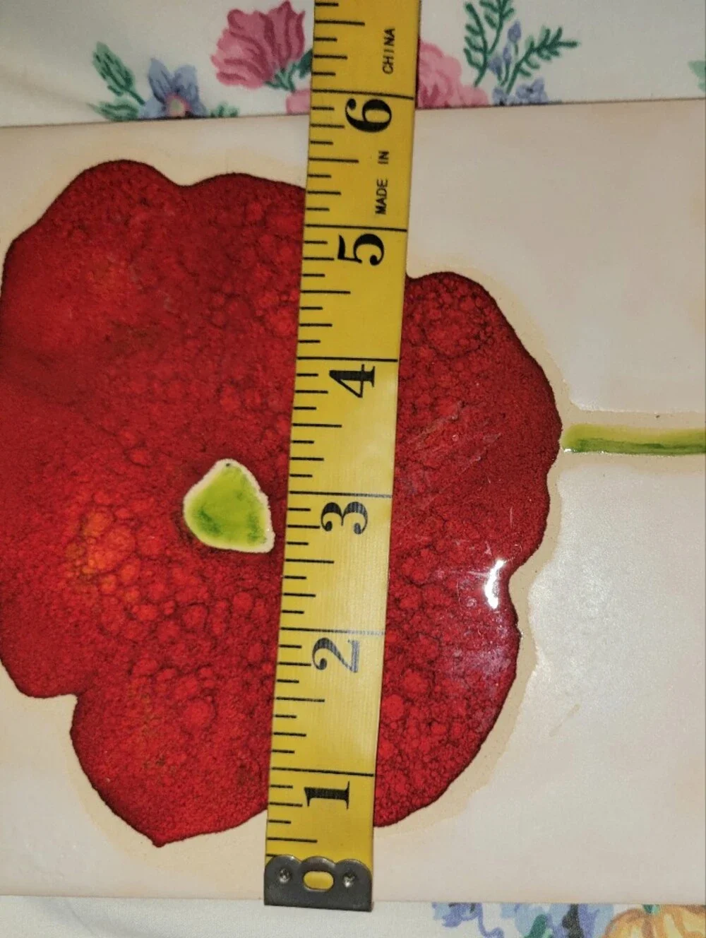 2 Hand Painted Red Poppy Trivets Signed From Portugal New